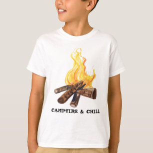 CAMPFIRE & CHILL Camping Bonfire Waterverf T-shirt