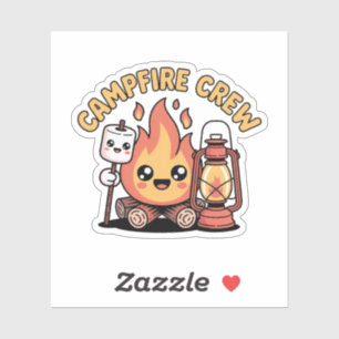 Campfire Crew Schattig Camping Vrienden Badge Sticker