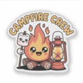 Campfire Crew Schattig Camping Vrienden Badge Sticker (Voorkant)
