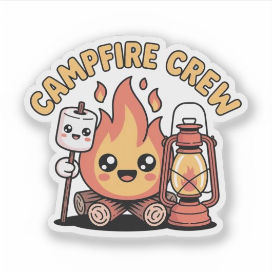 Campfire Crew - Schattigee campingvrienden Sticker (Voorkant)