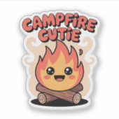 Campfire Cutie Kawaii Camping Badge Sticker (Voorkant)
