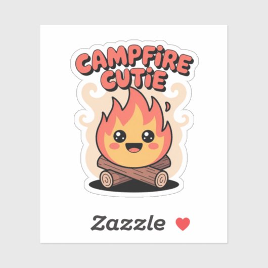 Campfire Cutie – Kawaii Camping Flame Karakter Sticker (Vel)