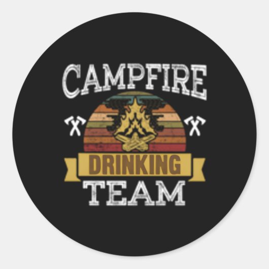 Campfire Drink Team Camg Camper Ronde Sticker (Voorkant)
