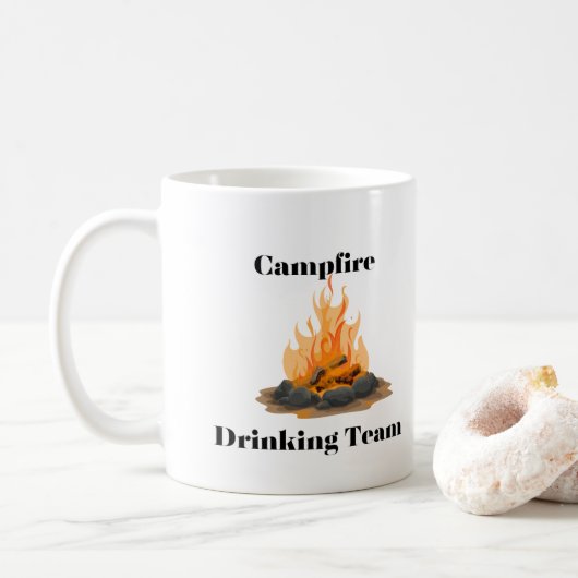 Campfire Drink team op een Koffiemok (Met donut)