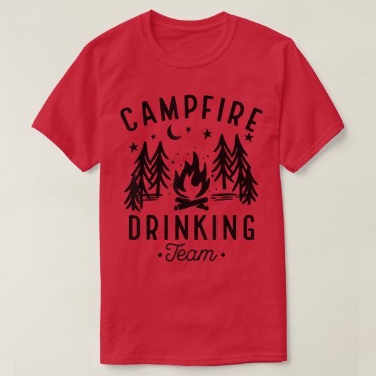 Campfire Drinking Team Happy Camper Funny Camping T-shirt (Design voorkant)