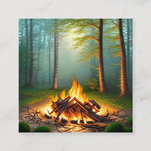 Campfire en Forest Vierkante Visitekaartje (Voorkant)