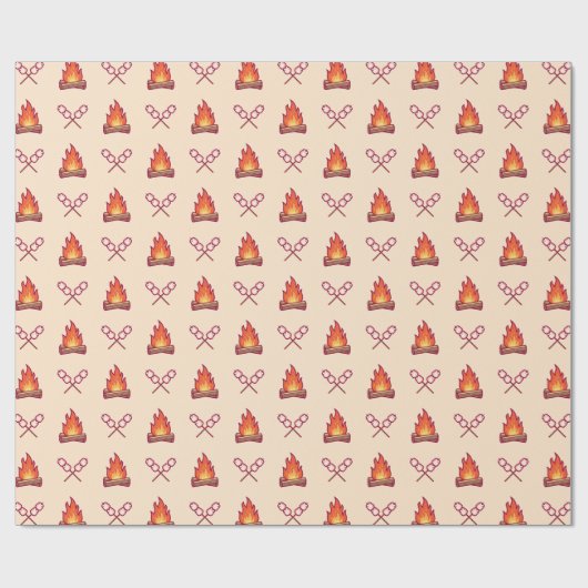 Campfire en Marshmallow Pattern Cadeaupapier (Vlak)