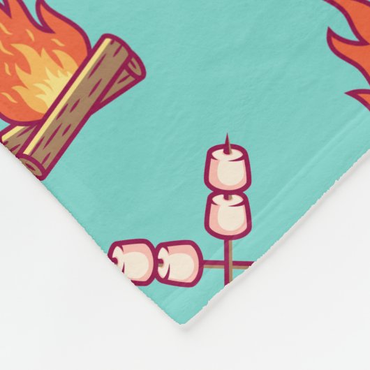 Campfire en Marshmallow Pattern Fleece Deken (Hoek)
