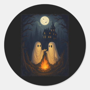 Campfire Ghost Shirt Haunted Forest Bonfire Schatt Ronde Sticker