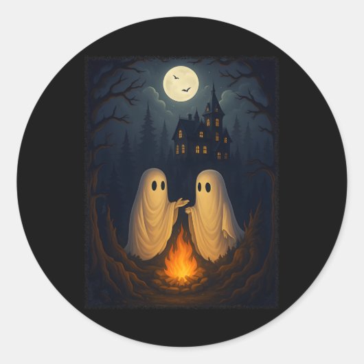 Campfire Ghost Shirt Haunted Forest Bonfire Schatt Ronde Sticker (Voorkant)