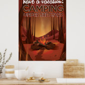 Campfire in het bos. poster (Keuken)