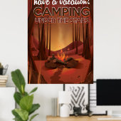 Campfire in het bos. poster (Thuiskantoor)