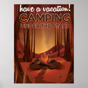 Campfire in het bos. poster