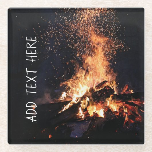 Campfire in Night Glazen Onderzetter (Voorkant)