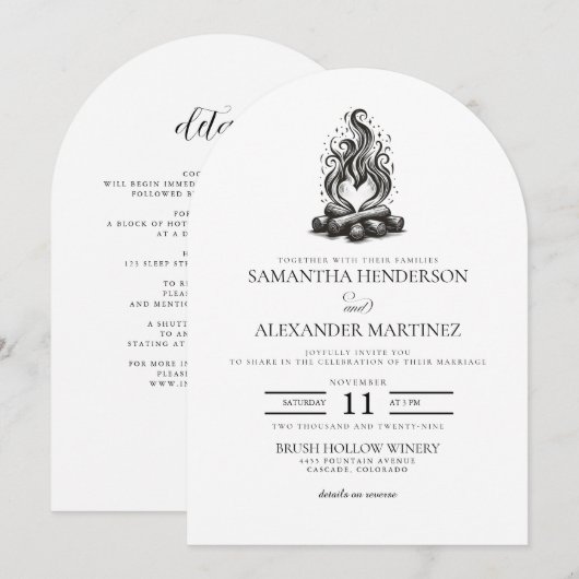 Campfire Love Wedding Kaart (Voorkant / Achterkant)