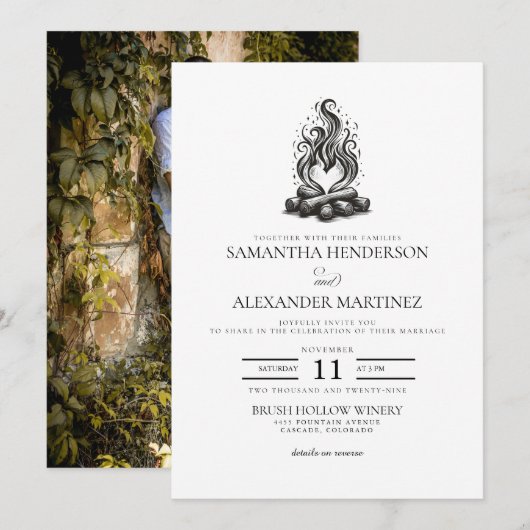 Campfire Love Wedding Kaart (Voorkant / Achterkant)