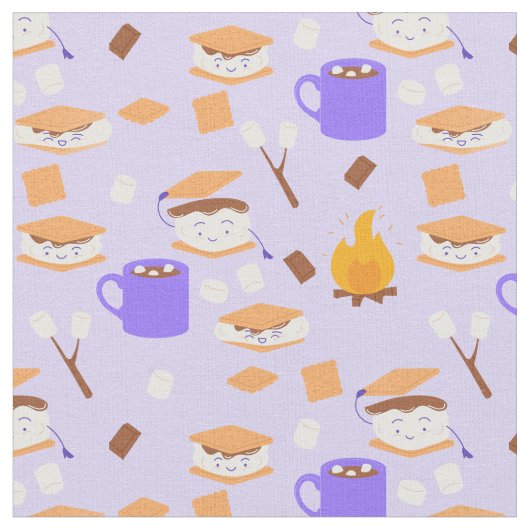 Campfire Marshmallow Chocolate Smores paarse Stof (Close Up)