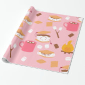 Campfire Marshmallow Chocolate Smores Roze Cadeaupapier (Uitgerold)