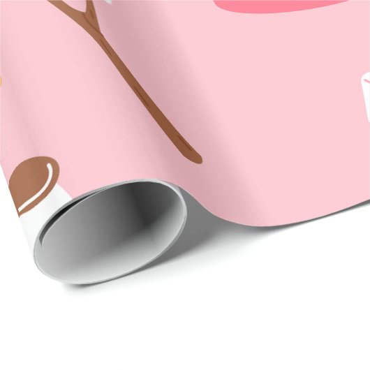 Campfire Marshmallow Chocolate Smores Roze Cadeaupapier (Rol Hoek)