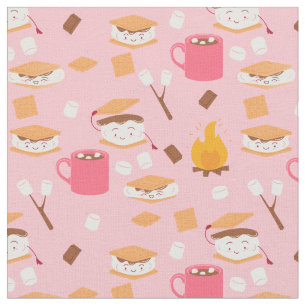 Campfire Marshmallow Chocolate Smores Roze Stof