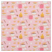 Campfire Marshmallow Chocolate Smores Roze Stof (Swatch)