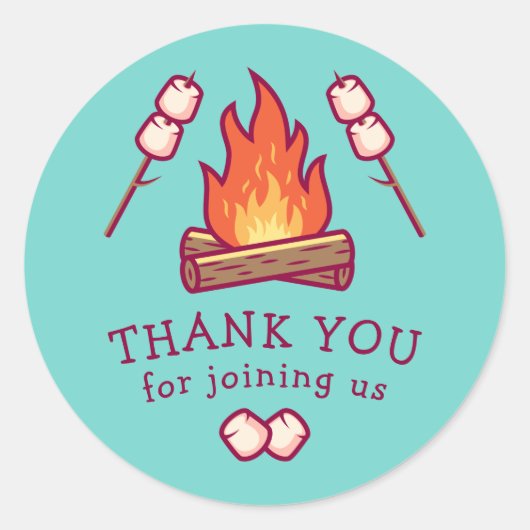 Campfire & Marshmallow Ronde Sticker (Voorkant)