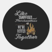Campfire Marshmallows Better Together Distressed V Ronde Sticker (Voorkant)