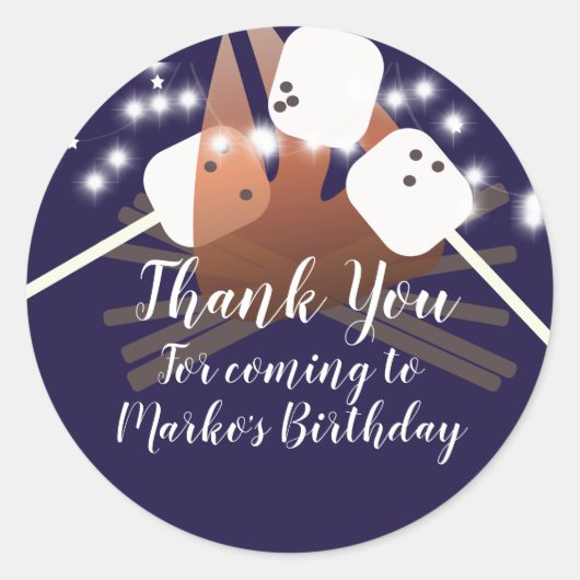 Campfire Marshmallows Stars Camping Outdoor Ronde Sticker (Voorkant)