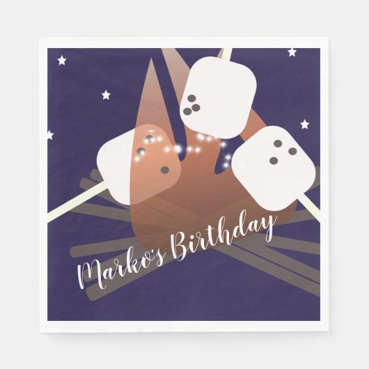 Campfire Marshmallows Stars Camping Outdoor Servet (Voorkant)