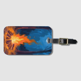 Campfire Moon | Nature Watercolor Painting Bagagelabel