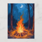 Campfire Moon | Nature Watercolor Painting Briefkaart (Voorkant)