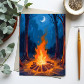 Campfire Moon | Nature Watercolor Painting Briefkaart
