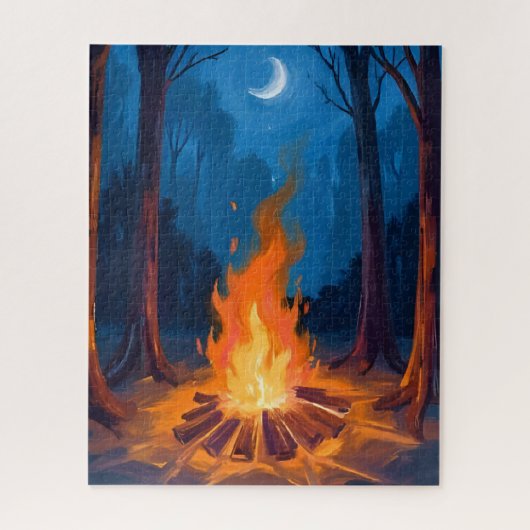Campfire Moon | Nature Watercolor Painting Legpuzzel (Verticaal)