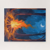 Campfire Moon | Nature Watercolor Painting Legpuzzel (Horizontaal)