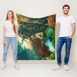 Campfire Mountain Man Adirondacks Winslow Homer Fleece Deken