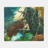 Campfire Mountain Man Adirondacks Winslow Homer Fleece Deken (Voorkant (Horizontaal))