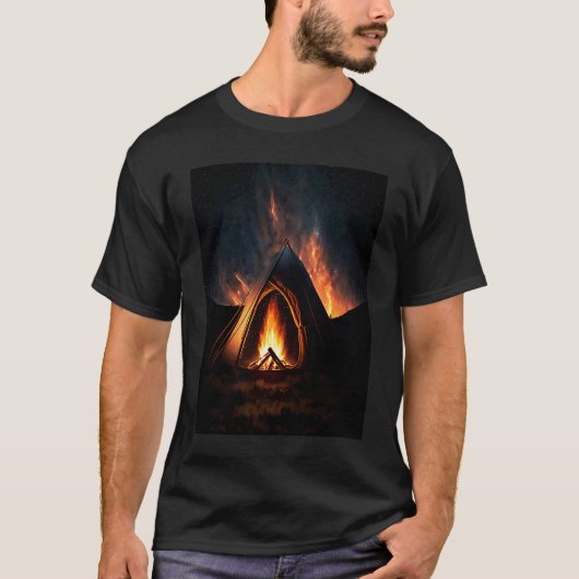 Campfire Nature Adventure Glamping Night Camping T T-shirt (Voorkant)
