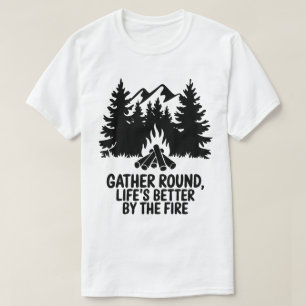 Campfire Nights Mountain Forest Silhouette Quote T-shirt