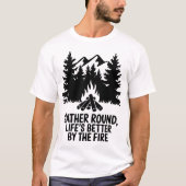 Campfire Nights Mountain Forest Silhouette Quote T-shirt (Voorkant)