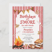 Campfire Red Stripes Birthday are S'mores Fun Kaart (Voorkant)