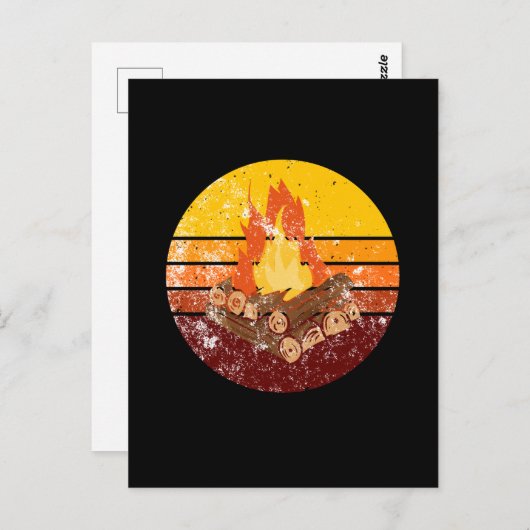 Campfire Retro Briefkaart (Voorkant / Achterkant)