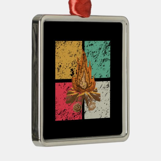 Campfire Retro Metalen Ornament (Rechts)