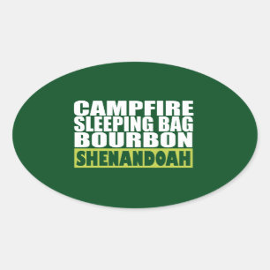 Campfire Sleeping Bag Bourbon Shenandoah Ovale Sticker