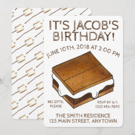 Campfire S'mores Marshmallow Smores Birthday Party Kaart