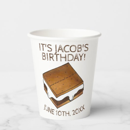 Campfire S'mores Marshmallow Smores Birthday Party Papieren Bekers (Voorkant)