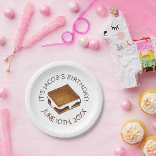 Campfire S'mores Marshmallow Smores Birthday Party Papieren Bordje (Feest)