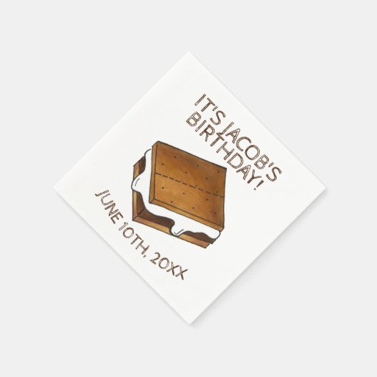 Campfire S'mores Marshmallow Smores Birthday Party Servet (Hoek)