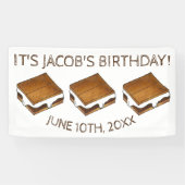 Campfire S'mores Marshmallow Smores Birthday Party Spandoek (Horizontaal)