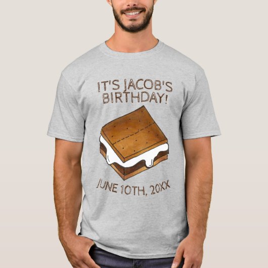Campfire S'mores Marshmallow Smores Birthday Party T-shirt (Voorkant)