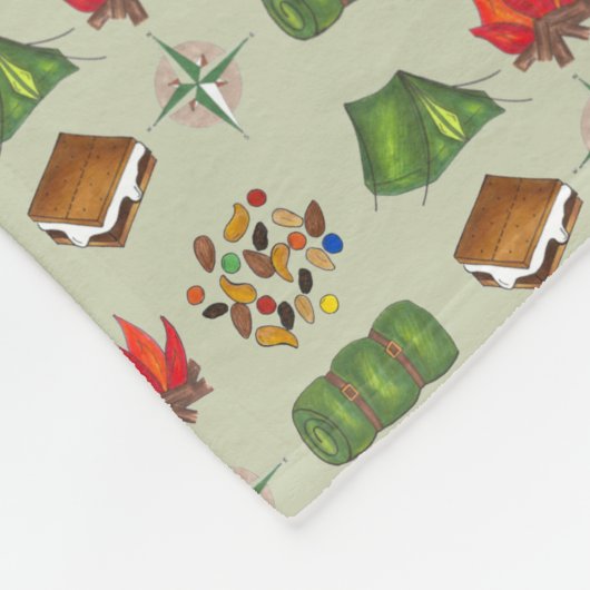 Campfire S'mores Tent Compass Summer Camp Trailmix Fleece Deken (Hoek)